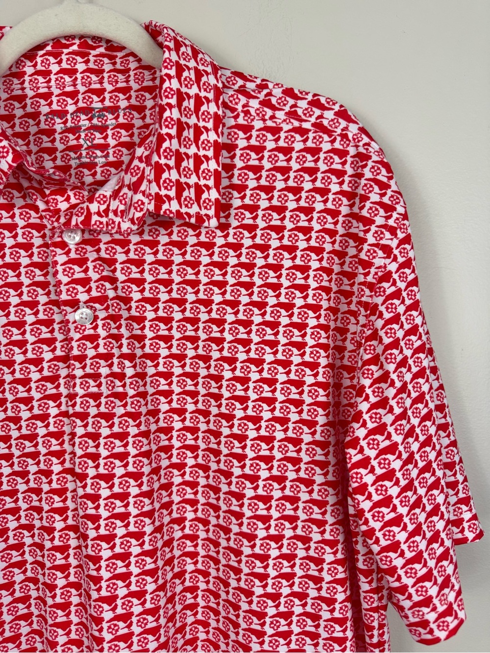 Bald Head Blues Polo Mens XL North Carolina Red White Cardinal Bird Short Sleeve